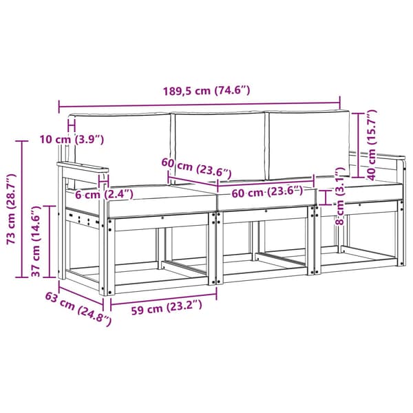 Utomhussoffset 3 pcs
