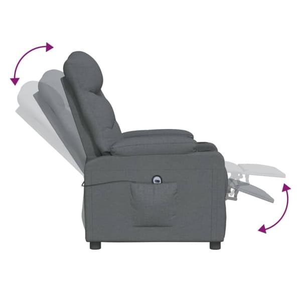 Elektrisk reclinerfåtölj mörkgrå tyg