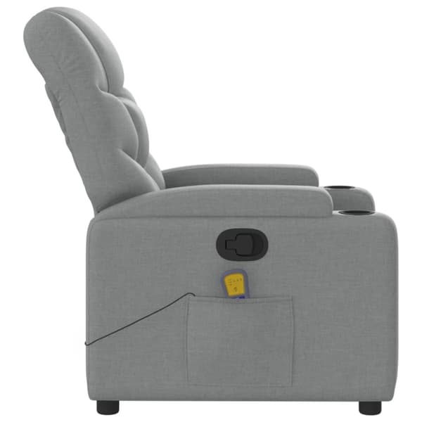 Massagefåtölj ljusgrå tyg