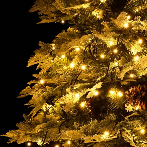 Belyst julgran med kottar grön 195 cm PVC&PE