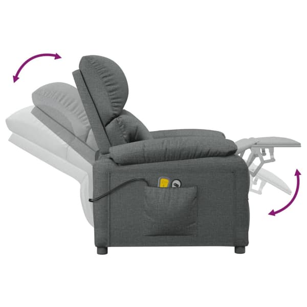 Elektrisk massagefåtölj mörkgrå tyg