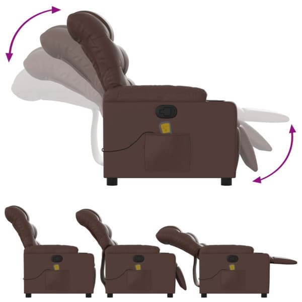 Massagefåtölj brun konstläder