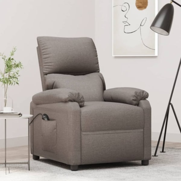 Elektrisk reclinerfåtölj taupe tyg
