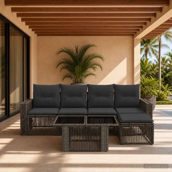 Trädgårdsoffset 6 st Grå och mörkgrå konstrotting