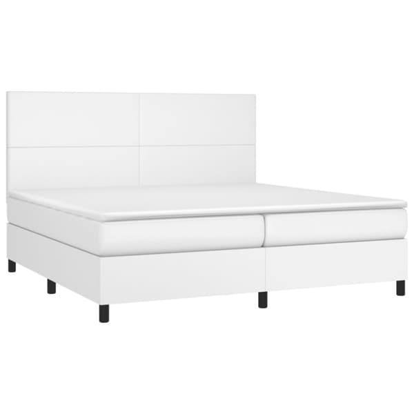 Ramsäng med madrass vit 200x200 cm konstläder