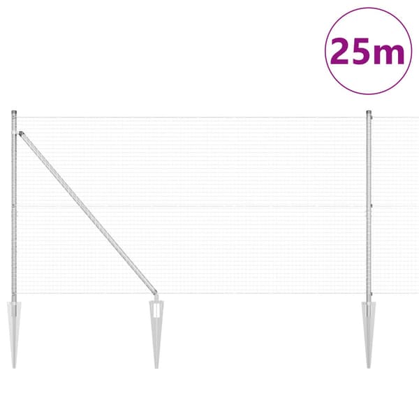 Spike-Installerat Svetsat Nätstängsel Stål Silver Mesh