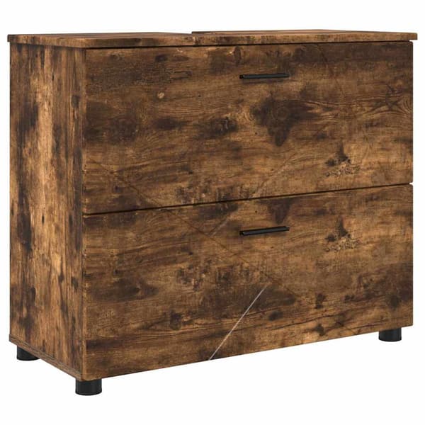 Badrumsmöbelset 4 st Rökt ek 35 x 30 x 192 cm