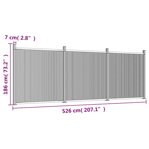 Staketpanel grå 526x186 cm WPC