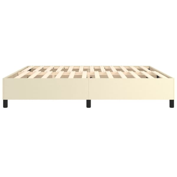 Boxspring-sängram gräddvit 200x200 cm konstläder