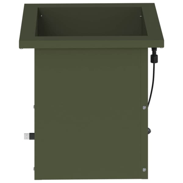 Odlingslåda med LED 2 st Olivgrön 30 x 30 x 30 cm Stål