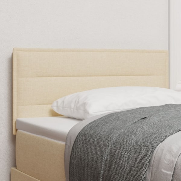 Sänggavel Med Linje Design Gräddvit 90 cm Tyg