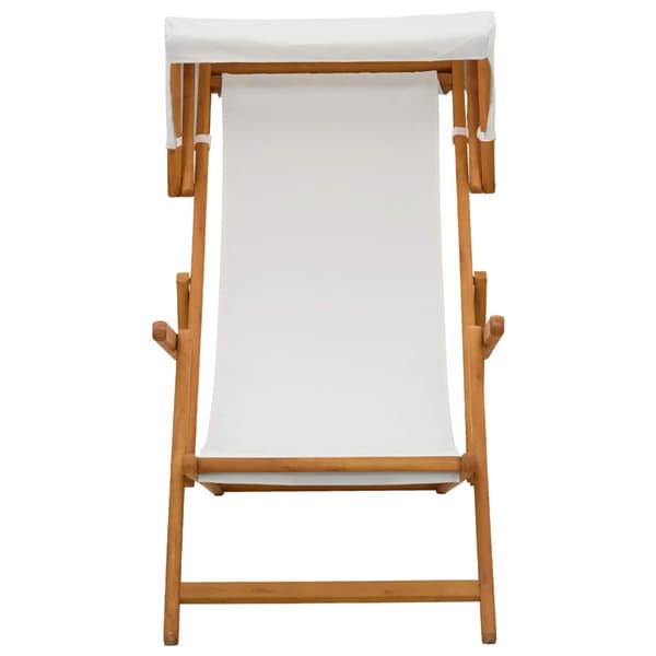 Deck Chair 3 Position Massiv Eukalyptus Trä Gräddvit