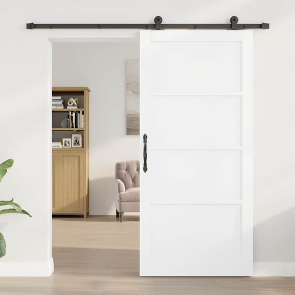 Skjutdörr 93 x 202 cm Konstruerat trä Vit och svart