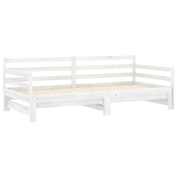 Dagbädd utdragbar vit massiv furu 2x(90x200) cm