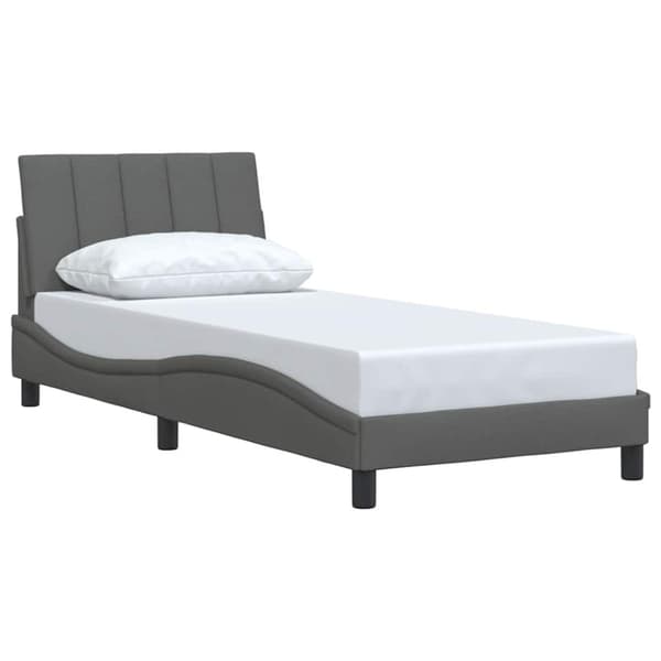 Bed Frame without Mattress "Hanko" Dark Grey 90x190 cm Fabric
