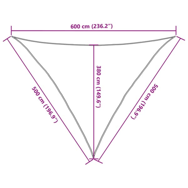 Solsegel 160 g/m² triangulär ljusgrå 5x5x6 m HDPE
