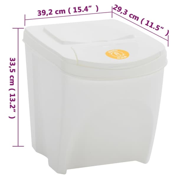 Stapelbara soptunnor 3 st vit 75 L polypropen