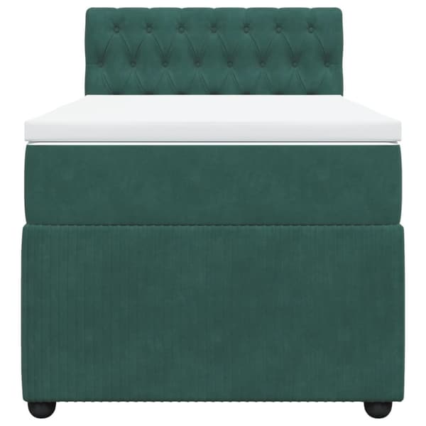 Ramsäng med madrass mörkgrön 90x200 cm sammet