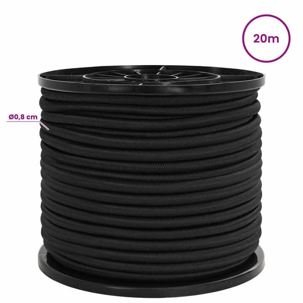 Bungee-rep 8 mm Svart PP och gummi