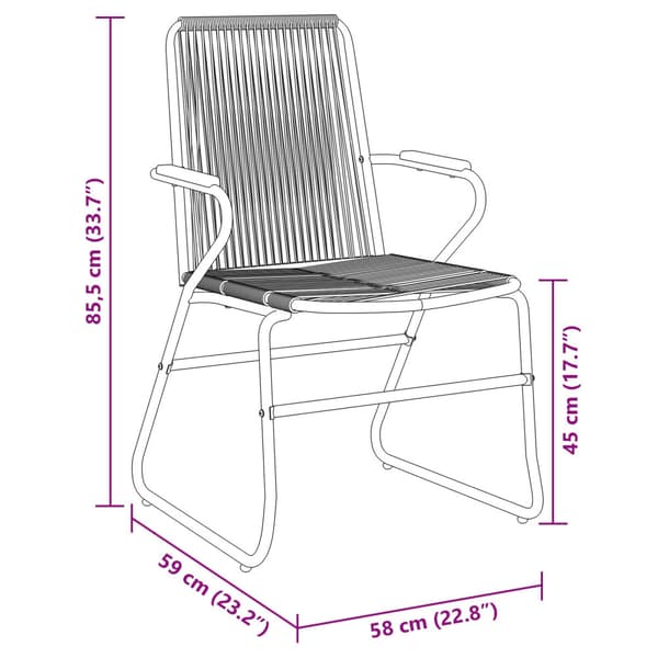 Trädgårdsmöbelset 7 pcs Svart Pulverlackerat stål