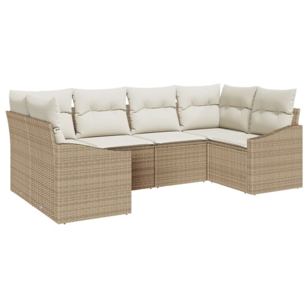 Trädgårdsoffset 6 pcs Beige och gräddfärgad konstrotting