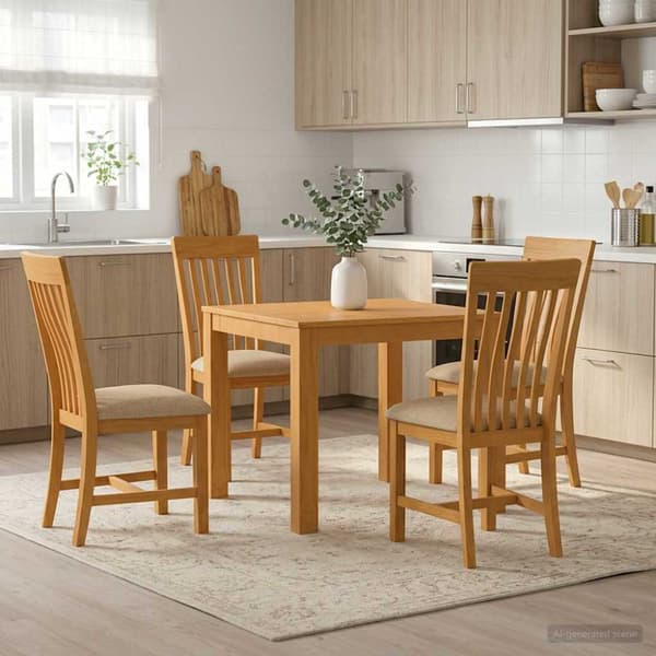 Matgrupp 5 st Beige Massivt Ekträ