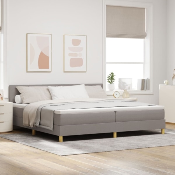 Boxfjädersäng med madrass Taupe 200x200 cm Tyg