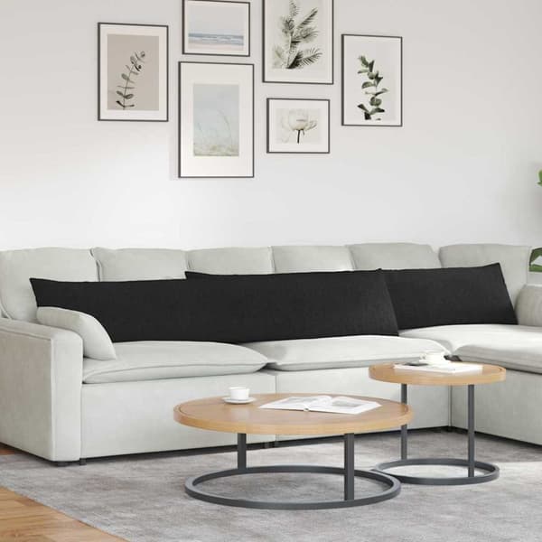 Sofakuddar 2 pcs Svart 200 x 40 cm tyg