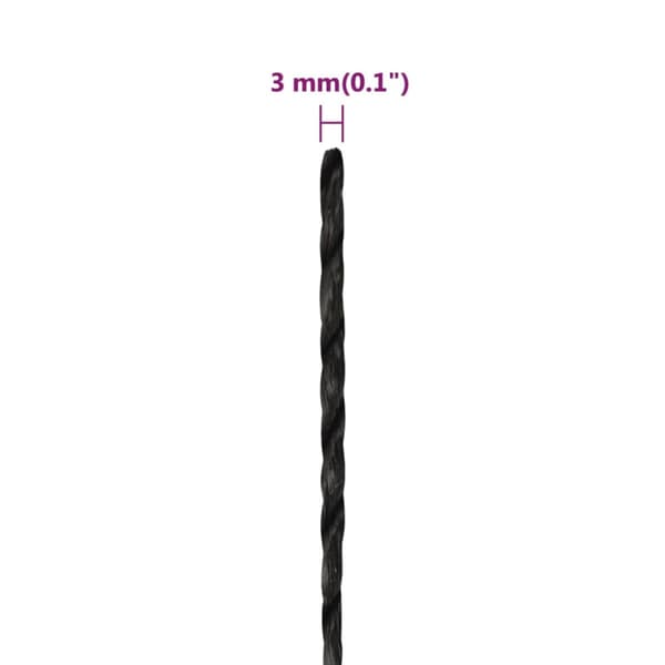 Rep svart 3 mm 250 m polypropylen