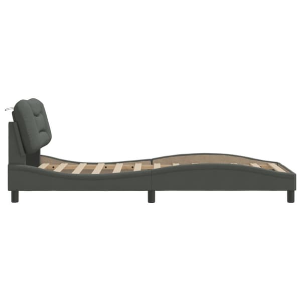 Bed Frame without Mattress "Hvar" Dark Grey 80x200 cm Fabric