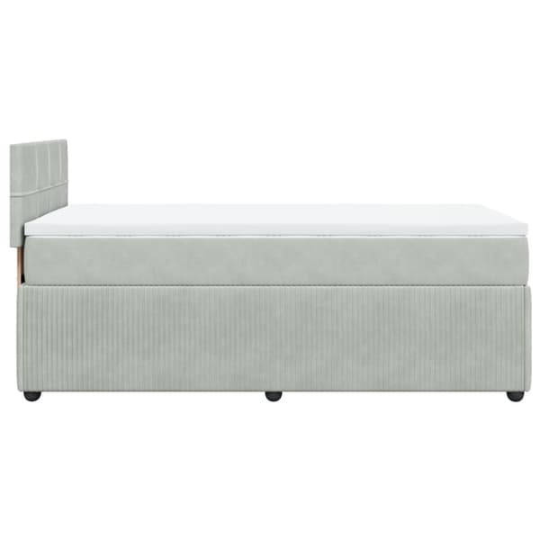 Ramsäng med madrass ljusgrå 100x200 cm sammet