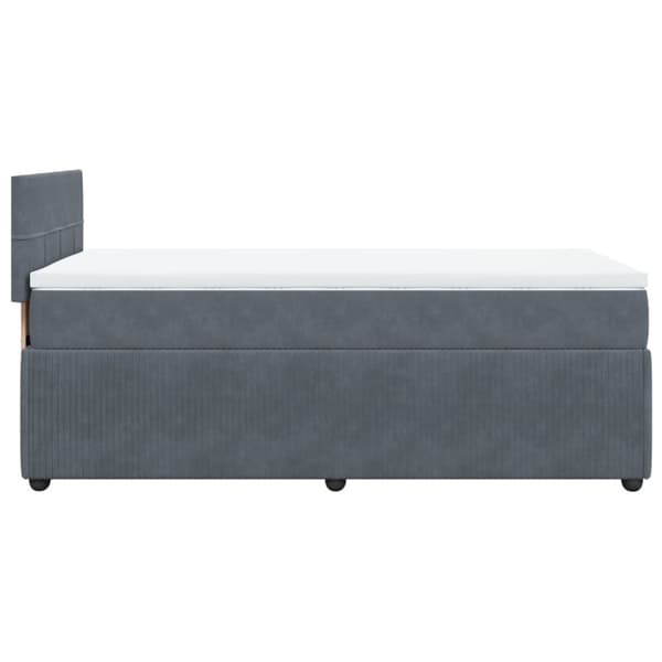 Ramsäng med madrass mörkgrå 90x200 cm sammet