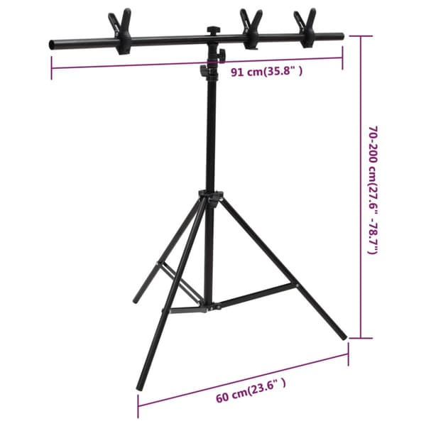 T-stativ svart 91x60x(70-200) cm