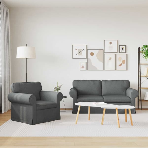 Soffset 2 pcs Mörkgrå 175 x 82 x 80 cm tyg