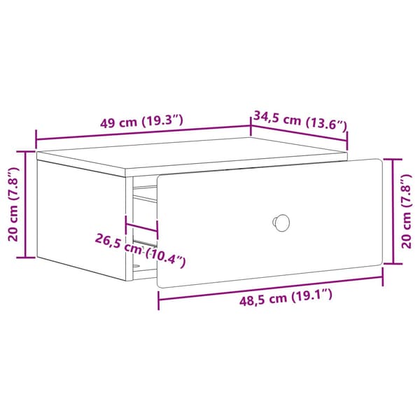 Väggmonterat Sängbord 2 pcs Vit högglans 49 x 34,5 x 20 cm