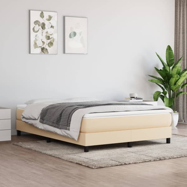 Boxspring-sängram gräddvit 140x200 cm tyg
