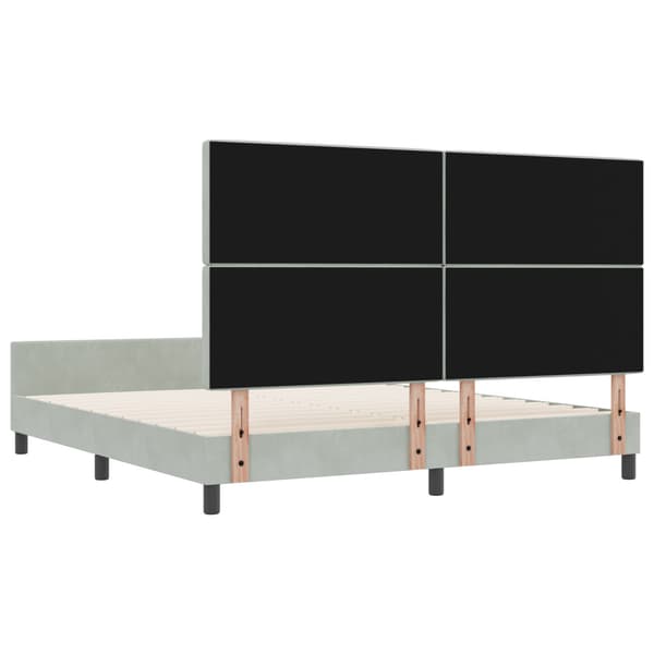 Bäddfjäder med huvudgavel Ljusgrå 180 x 200 cm Sammet