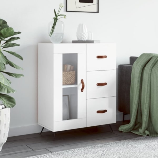 Skänk vit högglans 69,5x34x90 cm konstruerat trä