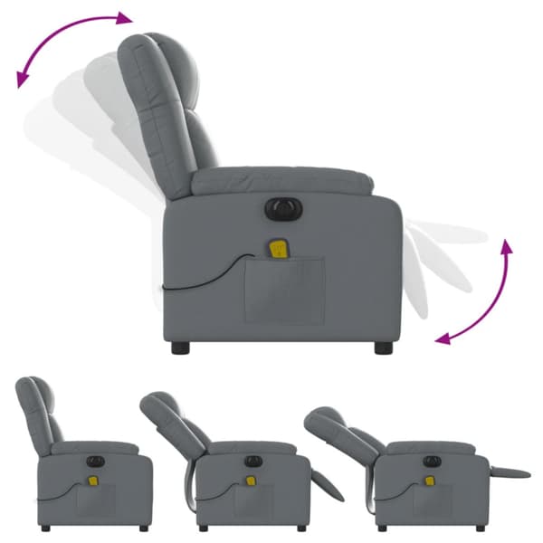 Elektrisk massagefåtölj grå konstläder