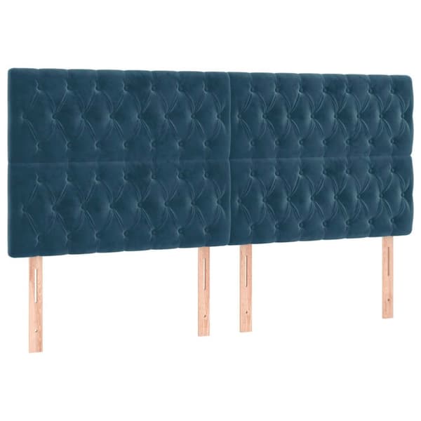 Sänggavel mörkblå 180x7x118/128 cm sammet