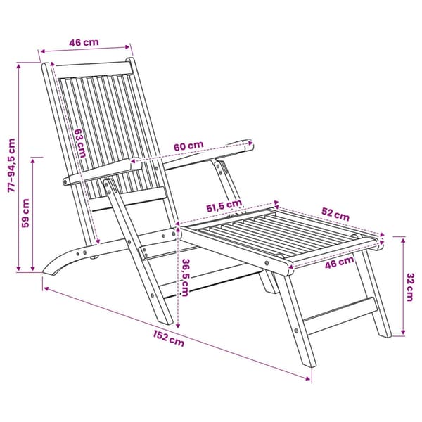 Fällbar Däck Stol 2 pcs Naturlig Massivt teakträ