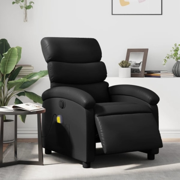 Elektrisk massagefåtölj svart konstläder
