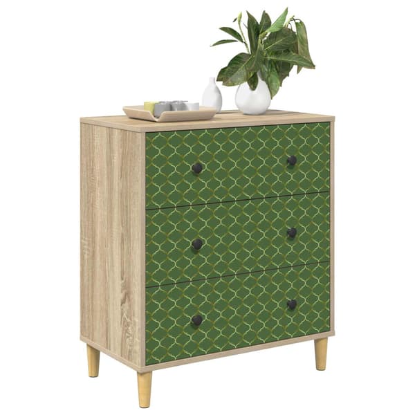 Kommode GELEEN Smaragd geometriskt mönster 66 x 36,5 x 75 cm