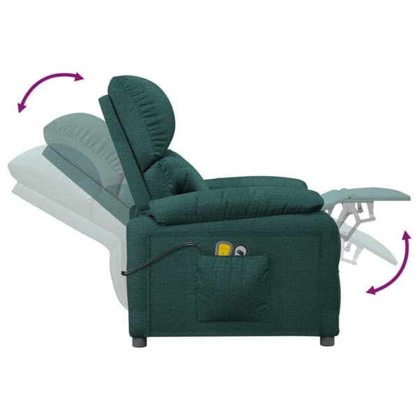 Massagefåtölj mörkgrön tyg