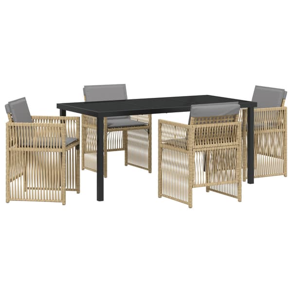 Trädgårdsmöbelset 5 pcs Beige Pulverlackerat stål