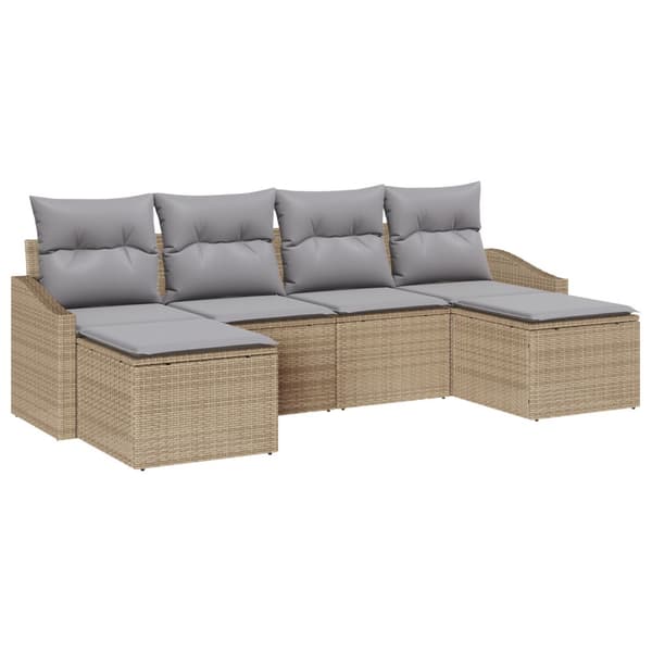Soffset med kudde 6 pcs Beige konstrotting