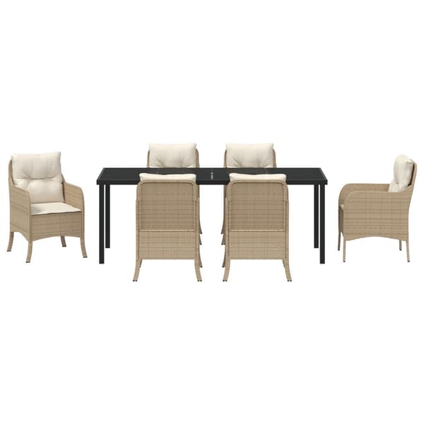 Trädgårdsmöbelset 7 st Beige konstrotting