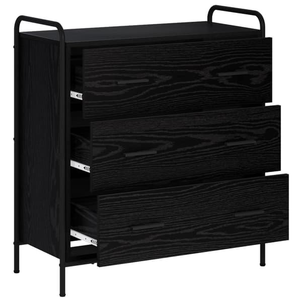 Sideboard Svart ek 97 x 33 x 81 cm Konstruerat trä