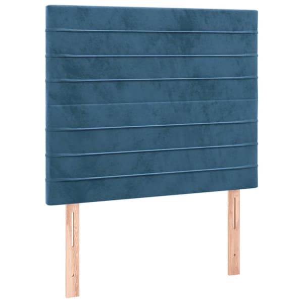 Sänggavel LED mörkblå 80x5x118/128 cm sammet