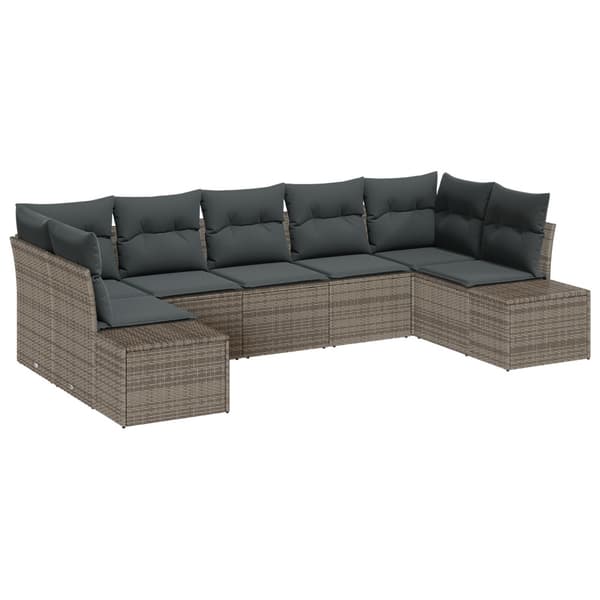 Trädgårdsoffset med lagring 7 pcs Grå Poly rattan
